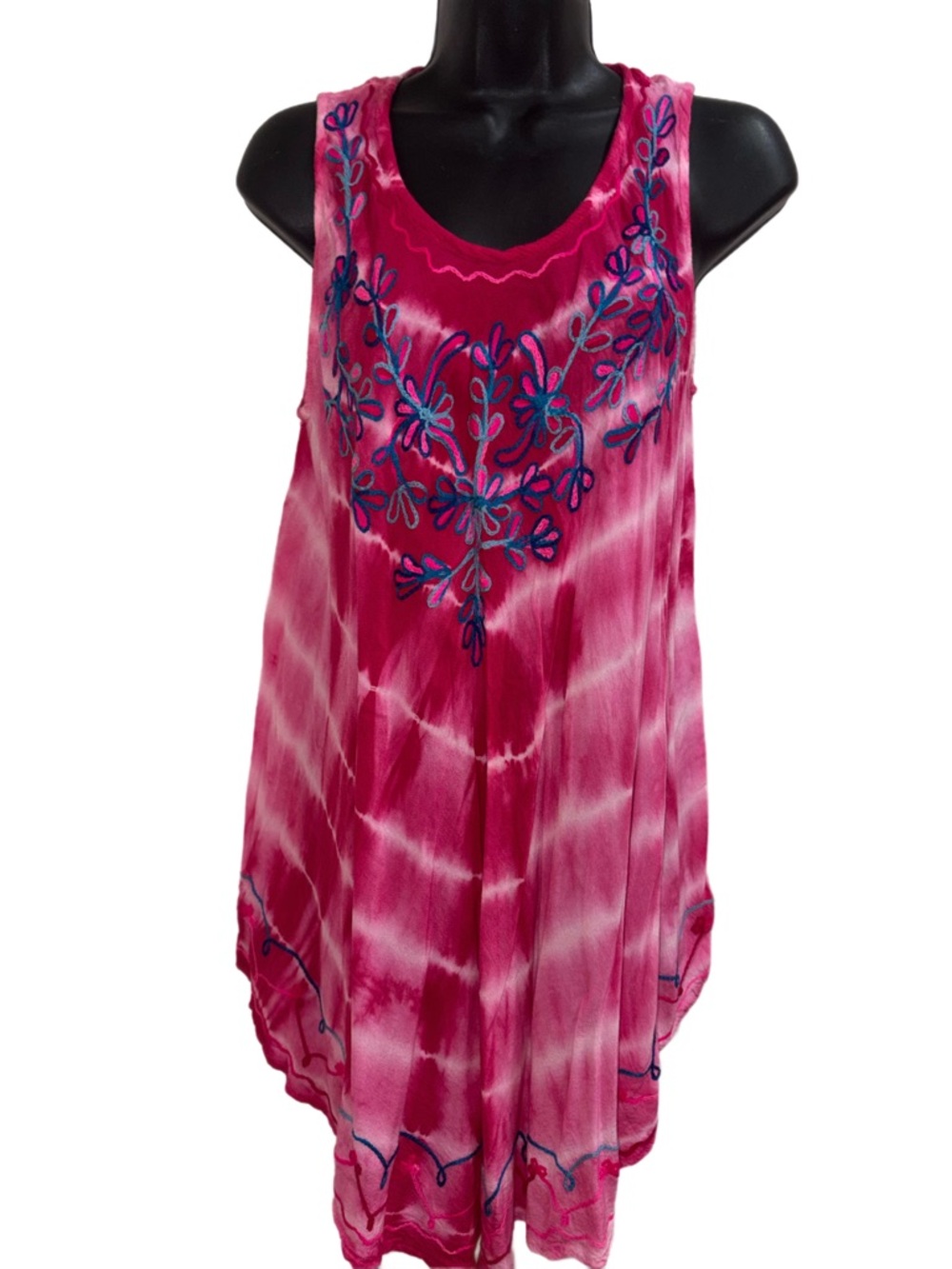Women's Pink Tie-Dye Embroidered Swim Cover Up / Dress❤️Like New